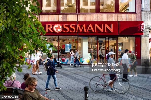 Dirk Rossmann GmbH pharmacy in Nuremberg, Germany, on Monday, Oct. 2, 2023. German inflation plunged to its lowest level in two years after the...