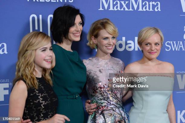 Actresses Kiernan Shipka, Jessica Pare, January Jones, and Elisabeth Moss attend Women In Film's 2013 Crystal + Lucy Awards at The Beverly Hilton...