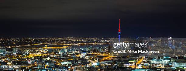 auckland city panorama - auckland aerial stock pictures, royalty-free photos & images