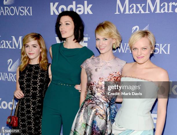 Actresses Kiernan Shipka, Jessica Pare, January Jones, and Elisabeth Moss attend Women In Film's 2013 Crystal + Lucy Awards at The Beverly Hilton...