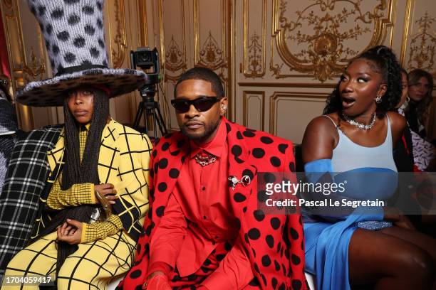 Erykah Badu, Usher and Aya Nakamura attend the Marni Womenswear Spring/Summer 2024 show as part of Paris Fashion Week on September 27, 2023 in Paris,...