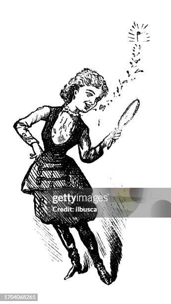 british satire caricature comic cartoon illustration - standing mirror stock illustrations