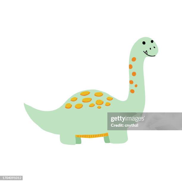 funny dinosaur hand drawn vector illustration - dinosaur stock illustrations