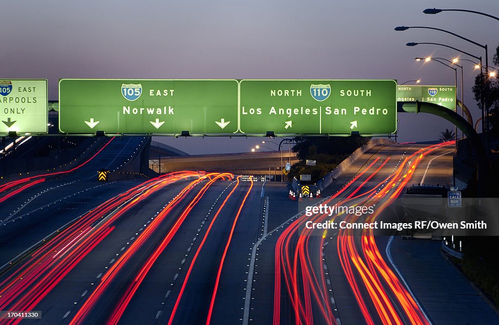 Blurred view of traffic on highway