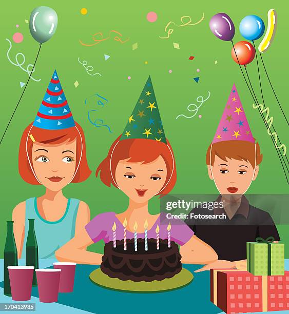 child's birthday party - surprise birthday party stock illustrations