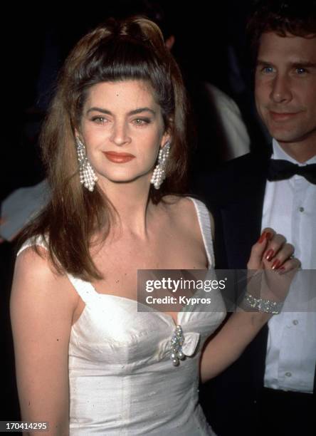 American actress Kirstie Alley with her husband, actor Parker Stevenson, circa 1990.