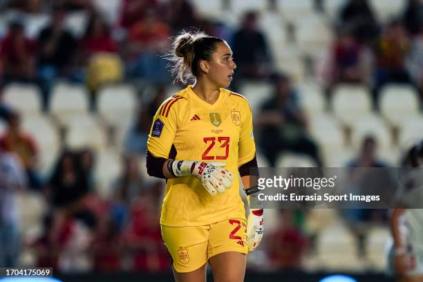 Goalkeeper Catalina Coll of Spain walks in the field during the UEFA Women's Nations League Group D match between Spain and Switzerland at Estadio...