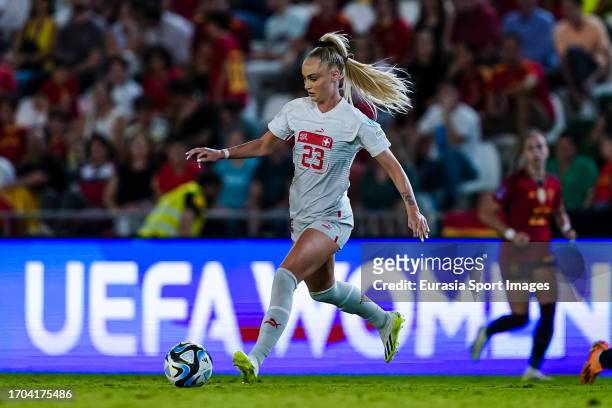 Alisha Lehmann of Switzerland in action during the UEFA Women's Nations League Group D match between Spain and Switzerland at Estadio Nuevo Arcangel...