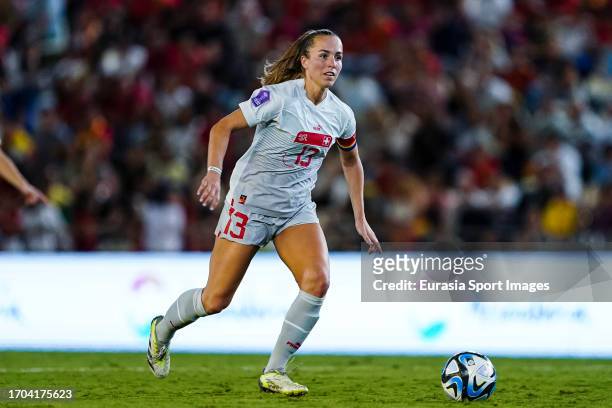 Lia Walti of Switzerland controls the ball during the UEFA Women's Nations League Group D match between Spain and Switzerland at Estadio Nuevo...