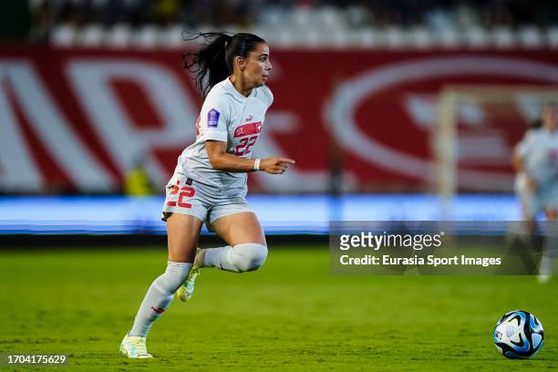 Meriame Terchoun of Switzerland runs with the ball during the UEFA Women's Nations League Group D match between Spain and Switzerland at Estadio...