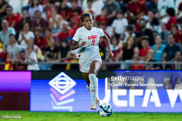 Aurélie Csillag of Switzerland runs with the ball during the UEFA Women's Nations League Group D match between Spain and Switzerland at Estadio Nuevo...