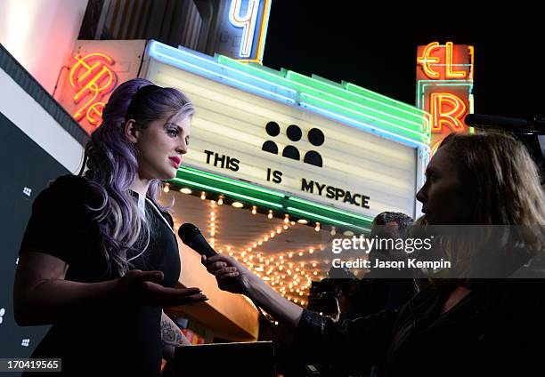 Personality Kelly Osbourne attends the new Myspace launch event at the El Rey Theatre on June 12, 2013 in Los Angeles, California