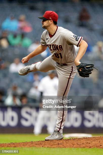 Ryan Thompson of the Arizona Diamondbacks pitches against the New York Yankees during the seventh inning at Yankee Stadium on September 25, 2023 in...
