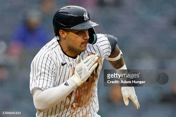 Everson Pereira of the New York Yankees in action against the Arizona Diamondbacks during the eighth inning at Yankee Stadium on September 25, 2023...