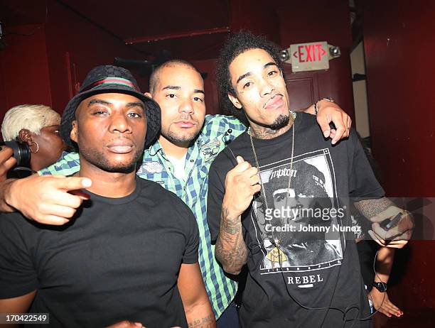 Radio personality Charlamagne Tha God, DJ Envy and rapper Gunplay attend S.O.B.'s on June 12, 2013 in New York City.