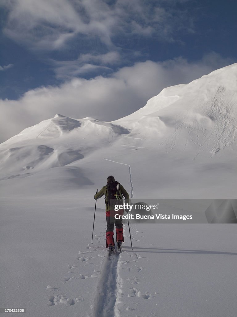 Lone skier on a deserted slope