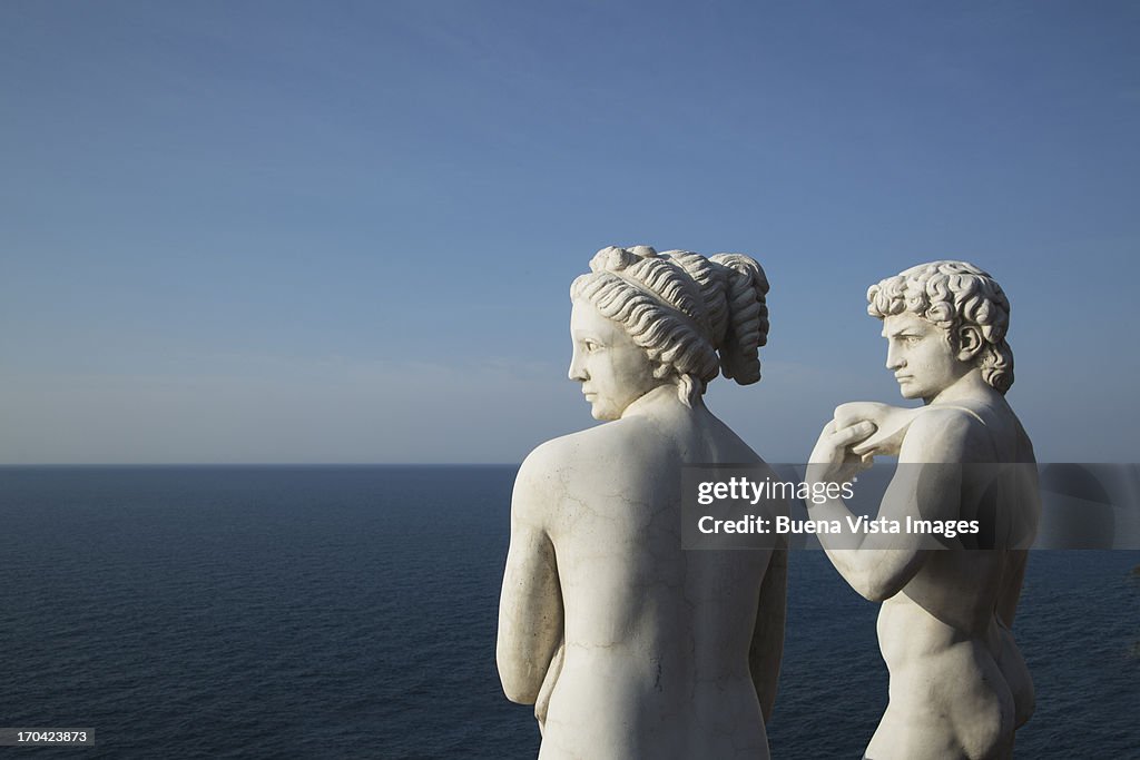 Roman statues replicas on the Amalfi Coast