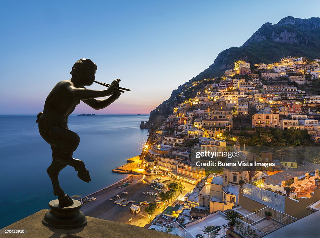Statue of the God Pan over Positano.