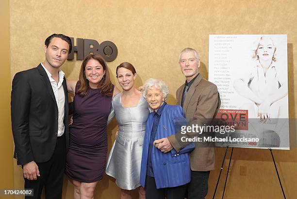Actor Jack Huston, Director Liz Garbus, actress Lili Taylor, Film subject and friend of Marilyn, Amy Greene, and Actor Stephen Lang attend the HBO...