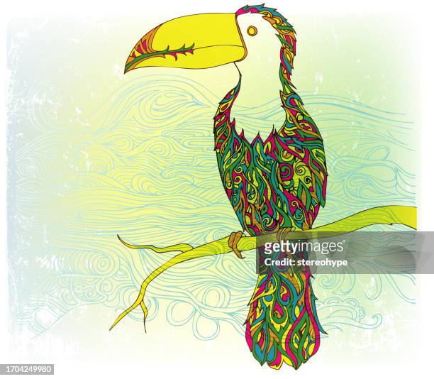 stained glass tucan - toucan stock illustrations