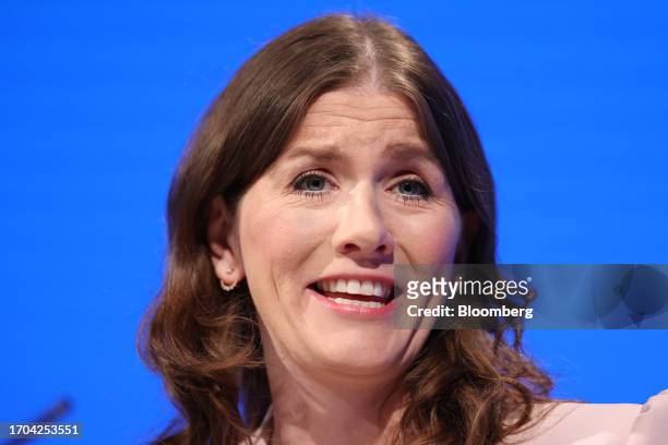 Michelle Donelan, UK science, innovation and technology secretary, on the day three of the UK Conservative Party Conference in Manchester, UK, on...