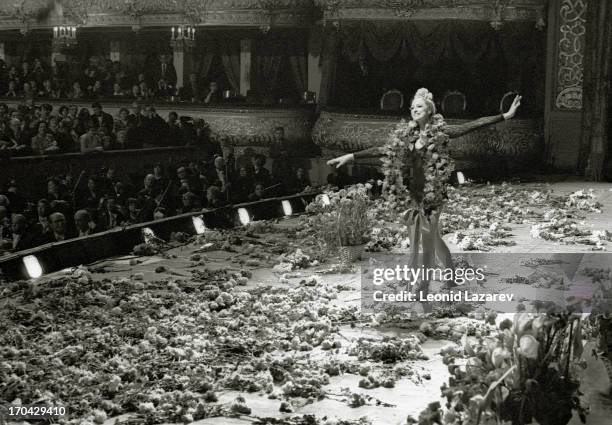 Russian ballerina Maya Mikhaylovna Plisetskaya at the Bolshoi Theater, Moscow, 1980.