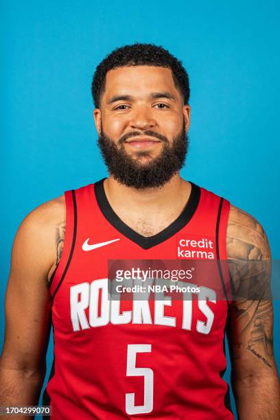 Fred Van Vleet of the Houston Rockets poses for a head shot during 2023-24 NBA Media Day on October 2, 2023 at the Toyota Center in Houston, Texas....