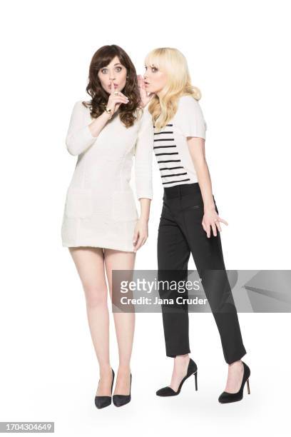 Actors Zooey Deschanel and Anna Faris are photographed for The Wrap Magazine on April 18, 2014 in Los Angeles, California. COVER IMAGE.