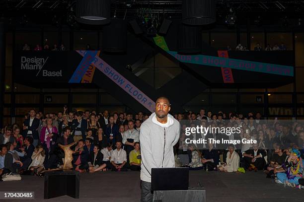Kanye West shares with the Design Miami/ Basel audience parts of its unreleased new album Yeezus during a listening session at Design Miami/ Basel on...