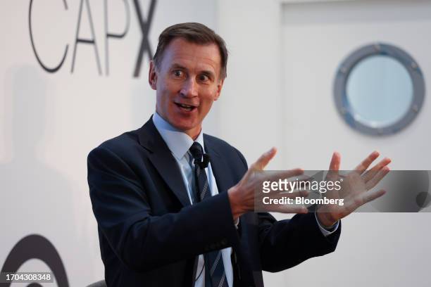 Jeremy Hunt, UK chancellor of the exchequer, on the day three of the UK Conservative Party Conference in Manchester, UK, on Tuesday, Oct. 3, 2023....