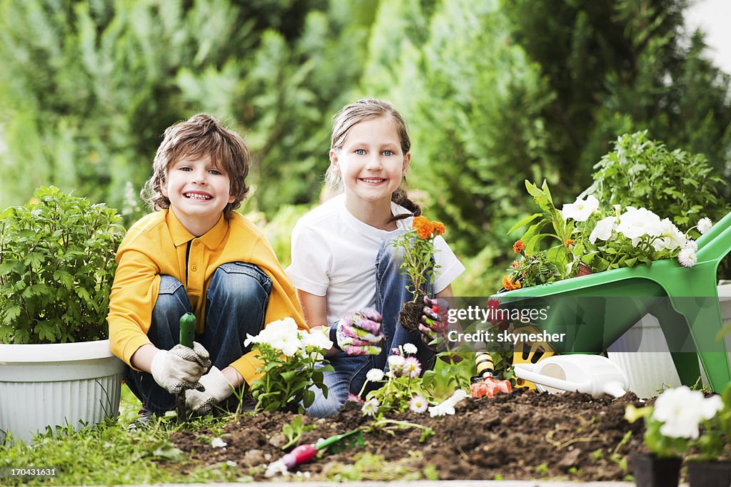 Children gardening.