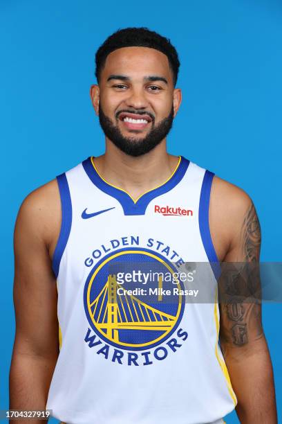 Cory Joseph of the Golden State Warriors poses for a head shot during 2023 NBA Media Day on October 02, 2023 in San Francisco, California. NOTE TO...