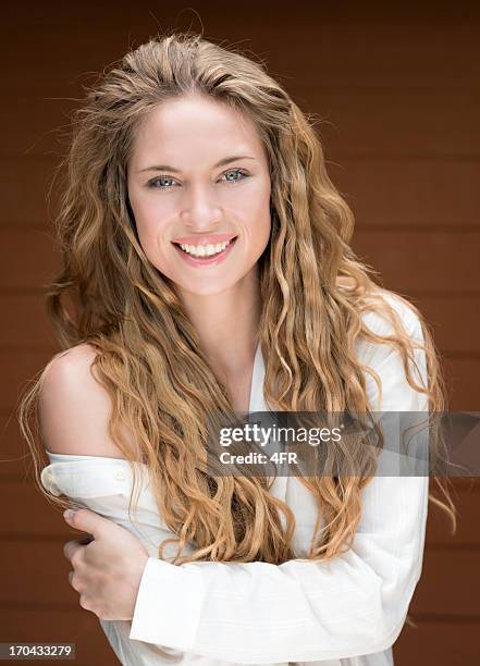 stunning blond beauty, long natural hair - density stock pictures, royalty-free photos & images