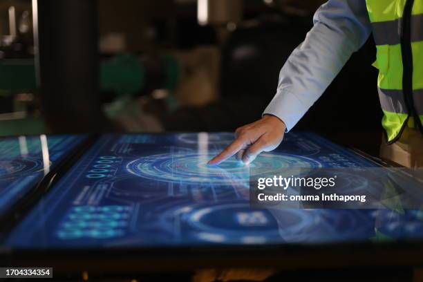 close-up engineer hand futuristic control panel, digital element digital technology - collect stock pictures, royalty-free photos & images