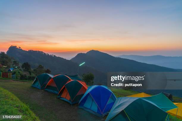 phu chi fa's beautiful sunset viewpoint - chiang rai province stock pictures, royalty-free photos & images