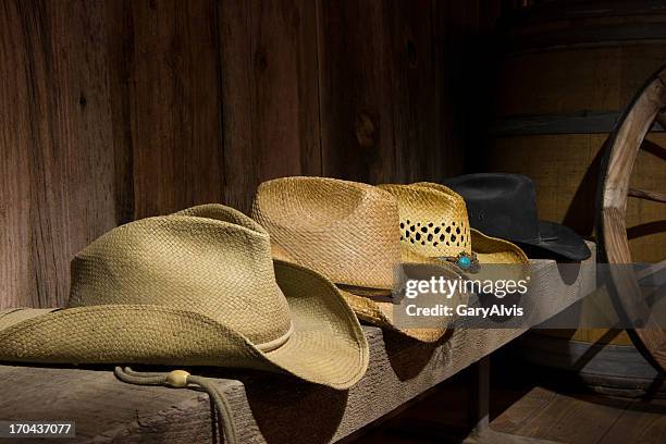 four cowboy hats - cowboy hat stock pictures, royalty-free photos & images