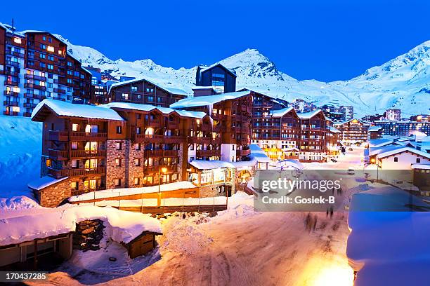 french alps, val thorens - ski resort stock pictures, royalty-free photos & images