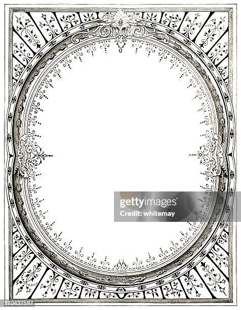 victorian border with oval - line frame border stock illustrations