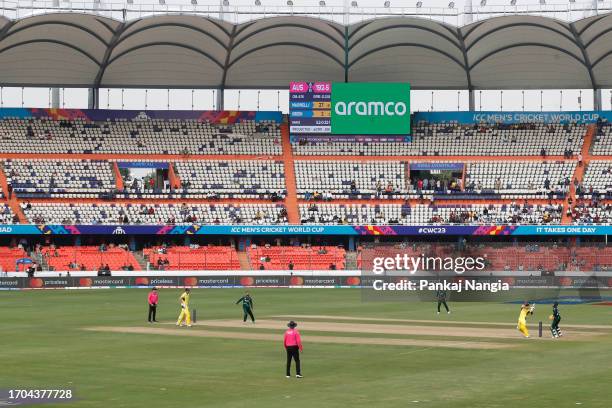 General view during the ICC Men's Cricket World Cup India 2023 warm up match between Pakistan and Australia at Rajiv Gandhi International Stadium on...