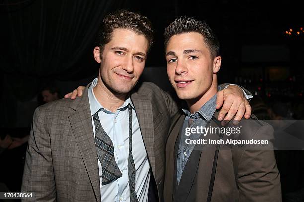 Singer/actor Matthew Morrison and actor Colton Haynes attend Matthew Morrison's performance at The Sayers Club on June 12, 2013 in Hollywood,...