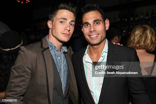 Actor Colton Haynes and Eric Podwall attend Matthew Morrison's performance at The Sayers Club on June 12, 2013 in Hollywood, California.