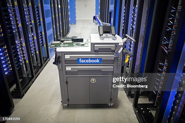 Tool and maintenance box, also known as a "crash cart," stands in the server hall at Facebook Inc.'s new data storage center near the Arctic Circle...