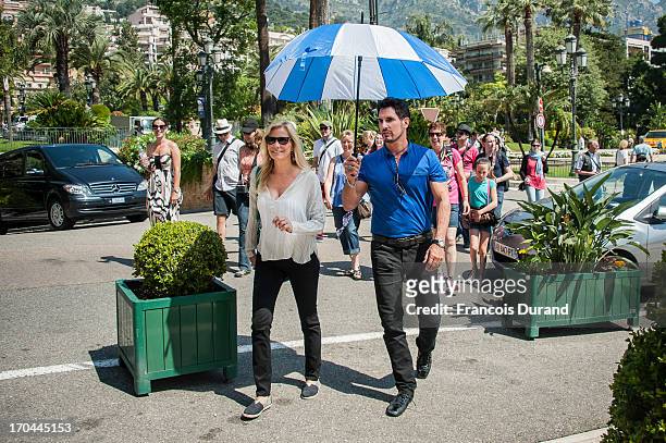Actors Don Diamont and Katherine Kelly Lang are seen filming a scene of 'Bold And the Beautiful' on June 13, 2013 in Monaco, Monaco.
