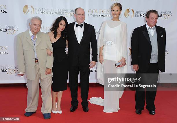 Robert Conrad, Robin Tunney ,Prince Albert II of Monaco, Adriana Karembeu and Tom Berenger attend the closing ceremony of the 53rd Monte Carlo TV...