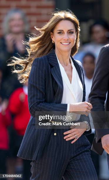 Catherine, Princess of Wales visits the Grange Pavilion to celebrate the beginning of Black History Month on October 3, 2023 in Cardiff, Wales. In...