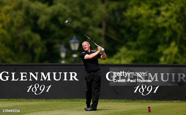 Daniel Greenwood of Forest Pines Golf Club tees off on the 10th hole during the third round of the Glenmuir PGA Professional Championship on the...