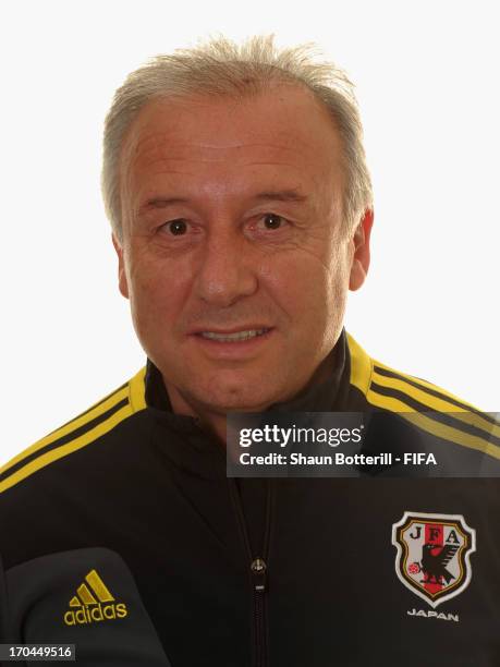 Japan coach Alberto Zaccheroni poses for a portrait at the Kubistchek Plaza Hotel on June 13, 2013 in Brasilia, Brazil.