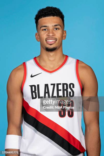 Toumani Camara of the Portland Trail Blazers poses for head shot during 2023-24 NBA Media Day on October 2, 2023 at the Moda Center Arena in...