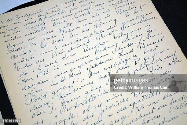 The "Rosenberg Diary" pages are displayed after federal officials announced the seizure of the long-lost diary June 13, 2013 in Wilmington, Delaware....