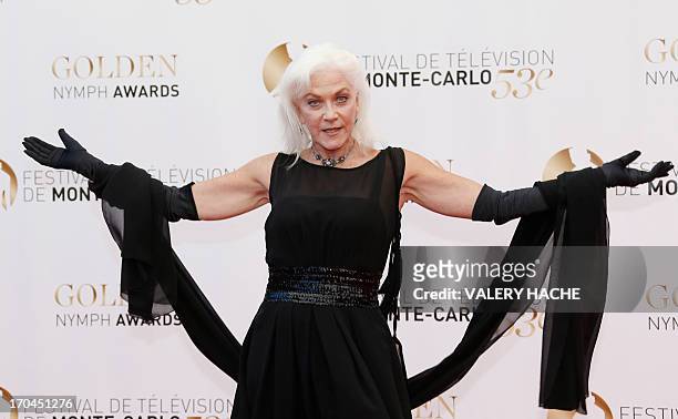 Canadian actress Linda Thorson poses during the closing ceremony of the 53rd Monte-Carlo Television Festival on June 13, 2013 in Monaco. AFP PHOTO /...
